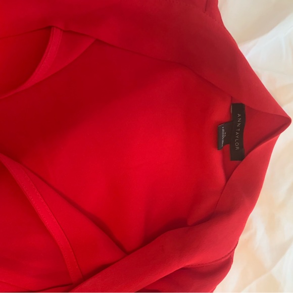 Red Ann Taylor blouse. Ribbon and button details. Size small - Picture 8 of 9